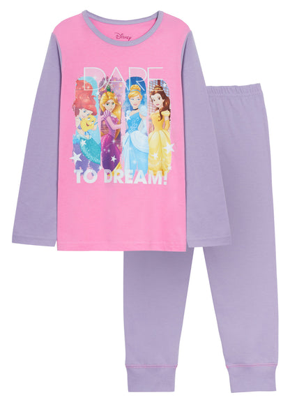 Girls Disney Princess Full Length Pyjamas Kids Full Length Long Pj Set Nightwear