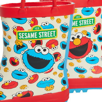 Kids Sesame Street Wellington Boots Pull On Handles Elmo Cookie Monster Wellies