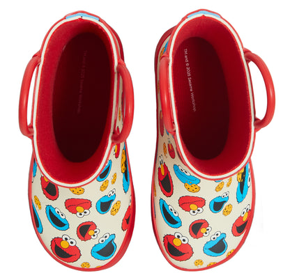 Kids Sesame Street Wellington Boots Pull On Handles Elmo Cookie Monster Wellies
