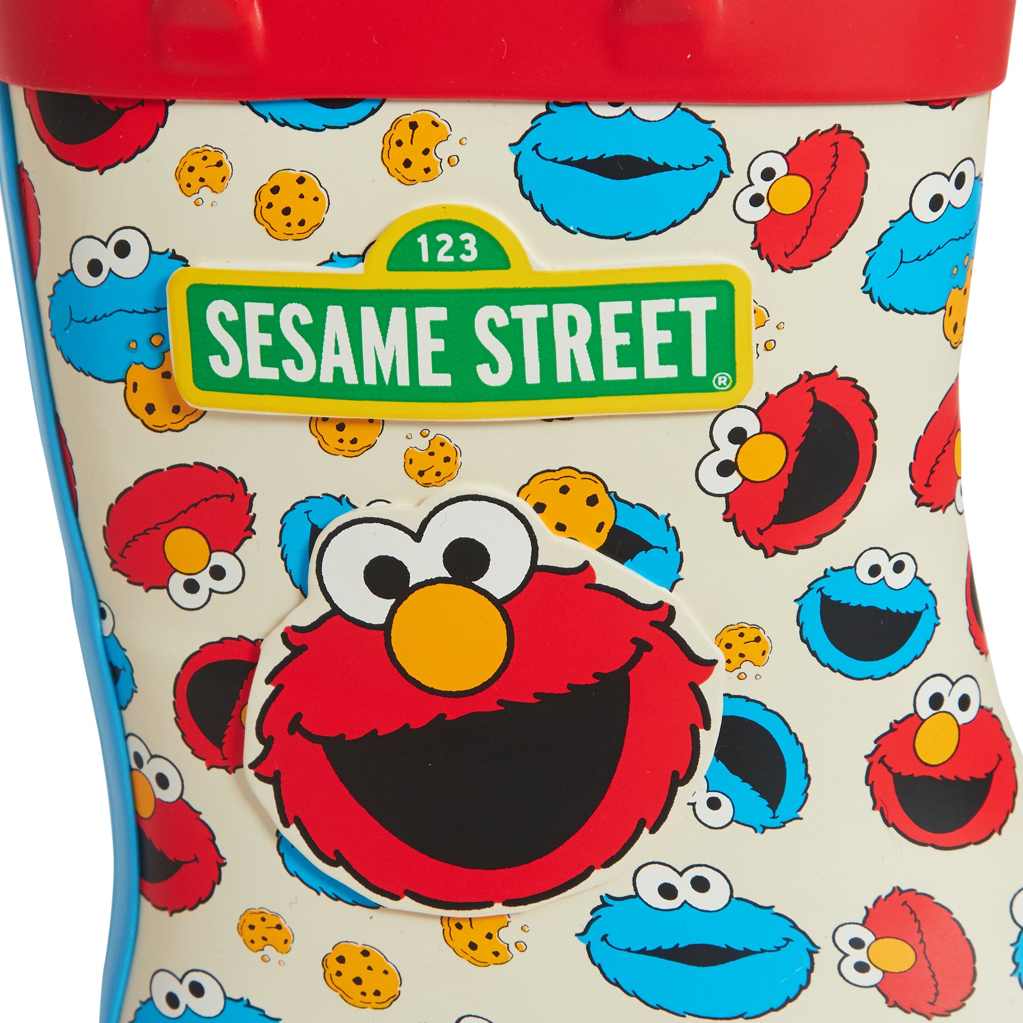 Kids Sesame Street Wellington Boots Pull On Handles Elmo Cookie Monster Wellies