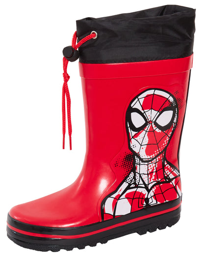 Boys Spiderman Tie Top Wellington Boots Marvel Kids Wellies Wellingtons Wellys