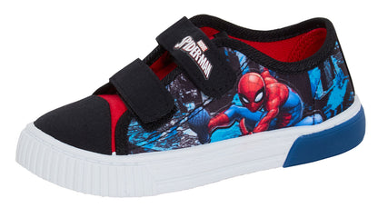 Boys Spiderman Light Up Canvas Trainers with Lights Kids Marvel Canvas Pumps