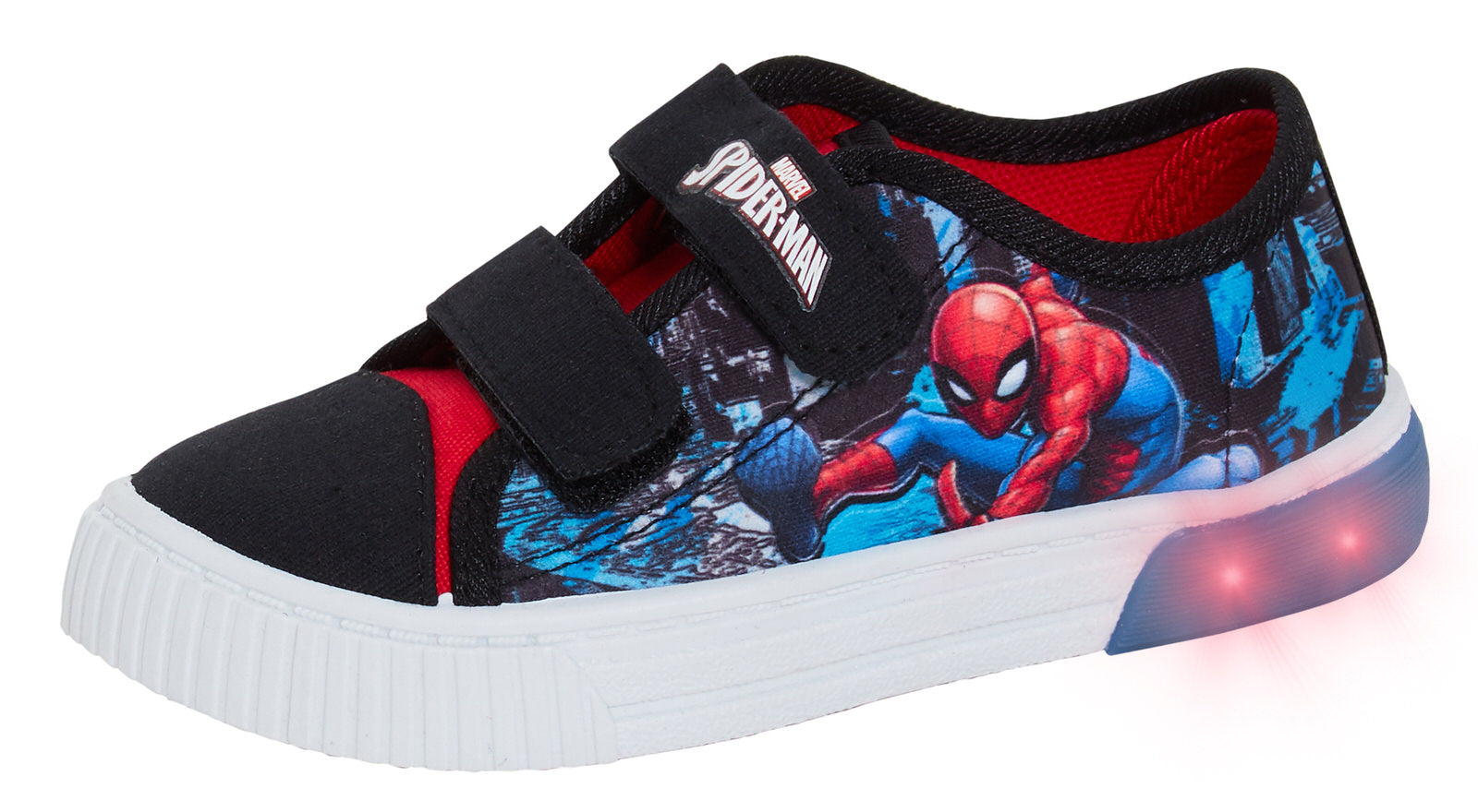Boys Spiderman Light Up Canvas Trainers with Lights Kids Marvel Canvas Pumps