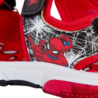 Spiderman Light Up Sports Sandals For Boys Marvel Open Toe Easy Fasten Shoes