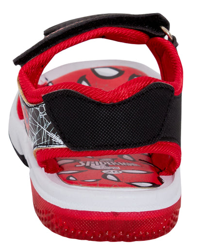Spiderman Light Up Sports Sandals For Boys Marvel Open Toe Easy Fasten Shoes