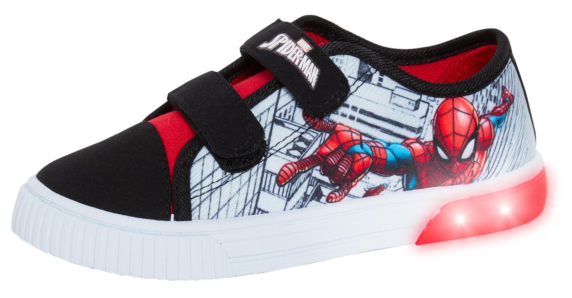 Boys Spiderman Light Up Canvas Trainers with Lights Kids Marvel Canvas Pumps