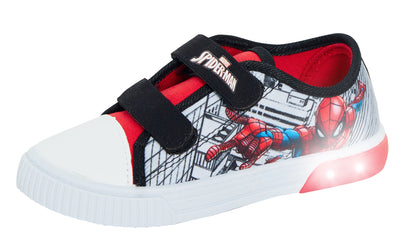 Boys Spiderman Light Up Canvas Trainers with Lights Kids Marvel Canvas Pumps