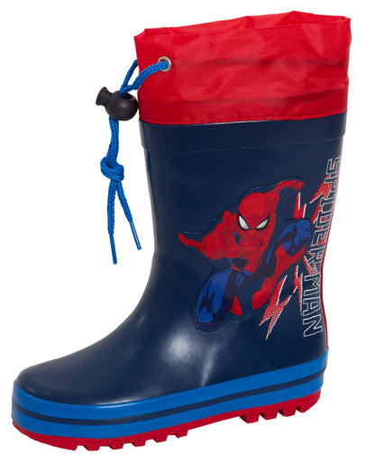 Boys Spiderman Tie Top Wellington Boots Kids Marvel Wellies Wellingtons Wellys