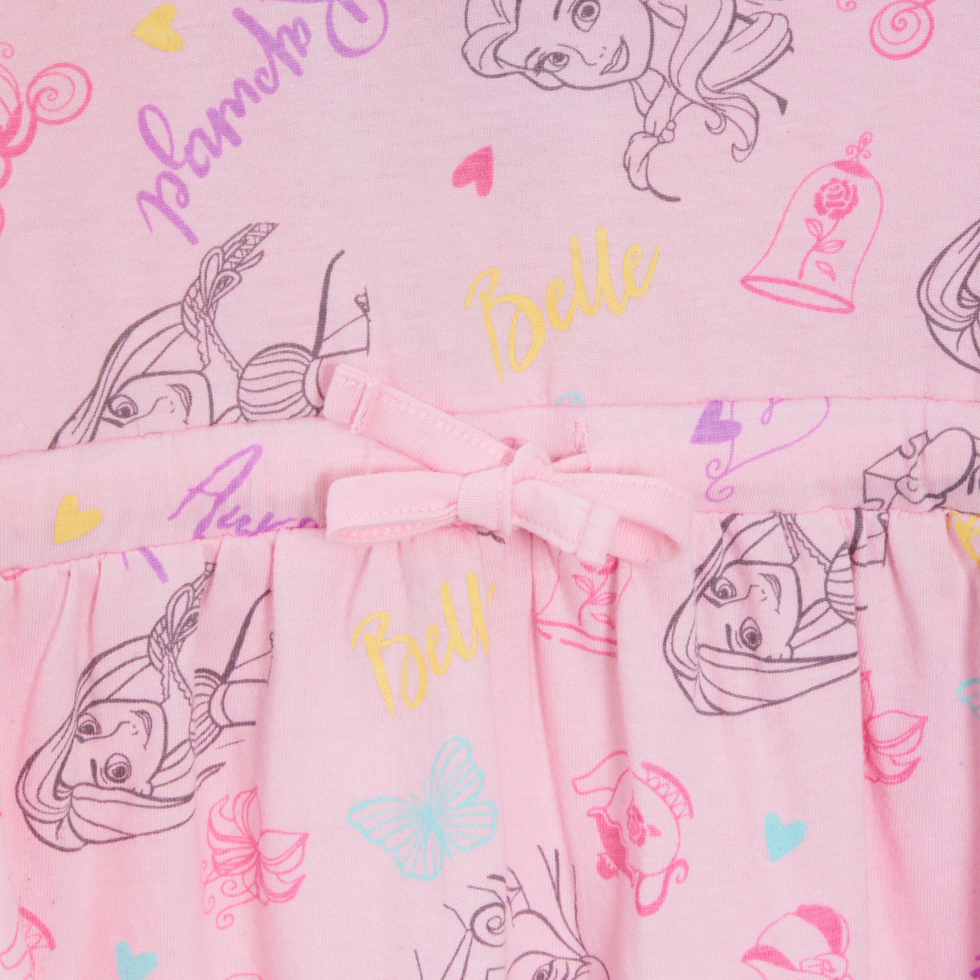 Disney Princess Dress Girls Sundress Short Sleeved Cotton T-Shirt Tunic Dress