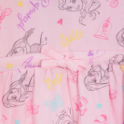 Disney Princess Dress Girls Sundress Short Sleeved Cotton T-Shirt Tunic Dress