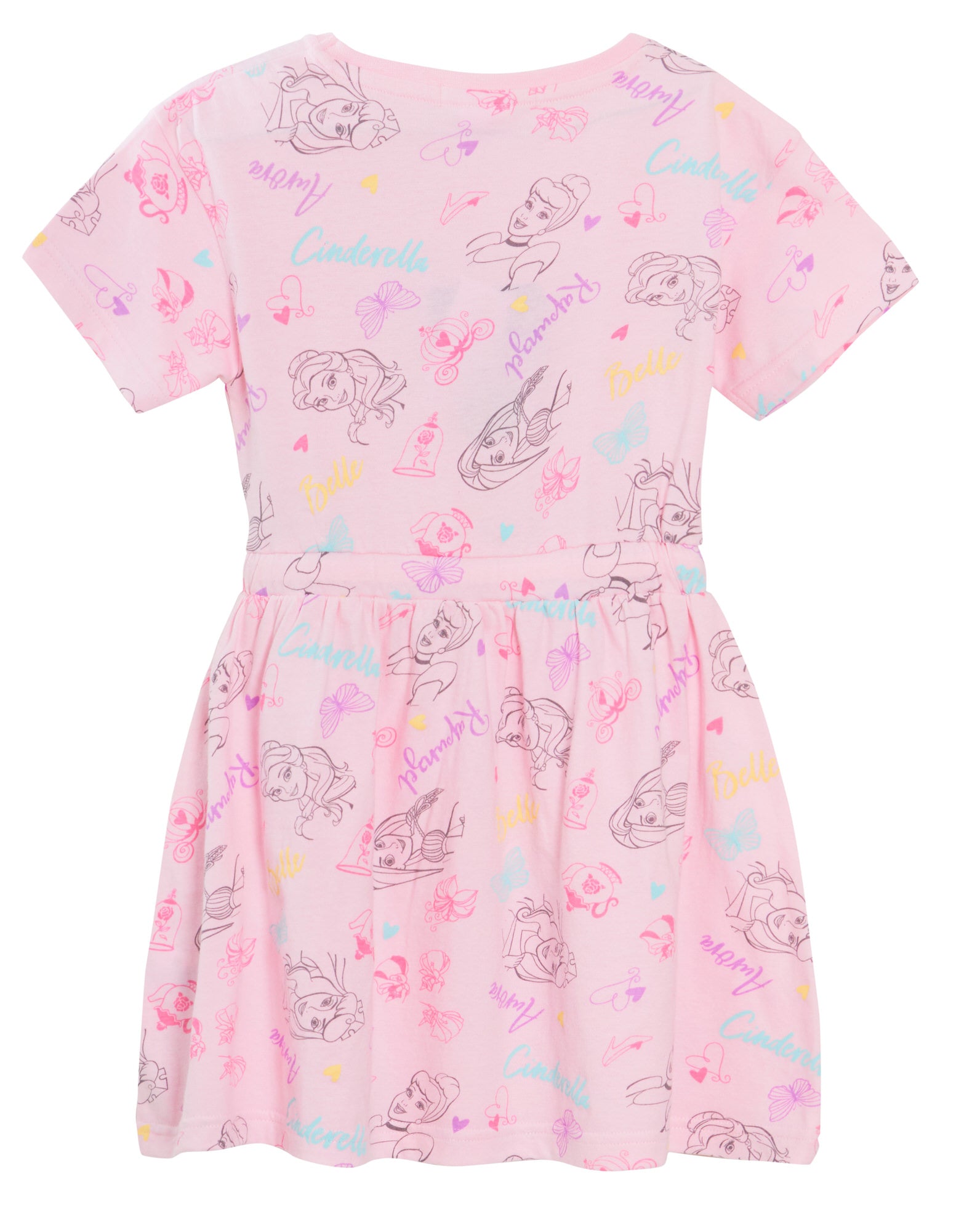 Disney Princess Dress Girls Sundress Short Sleeved Cotton T-Shirt Tunic Dress