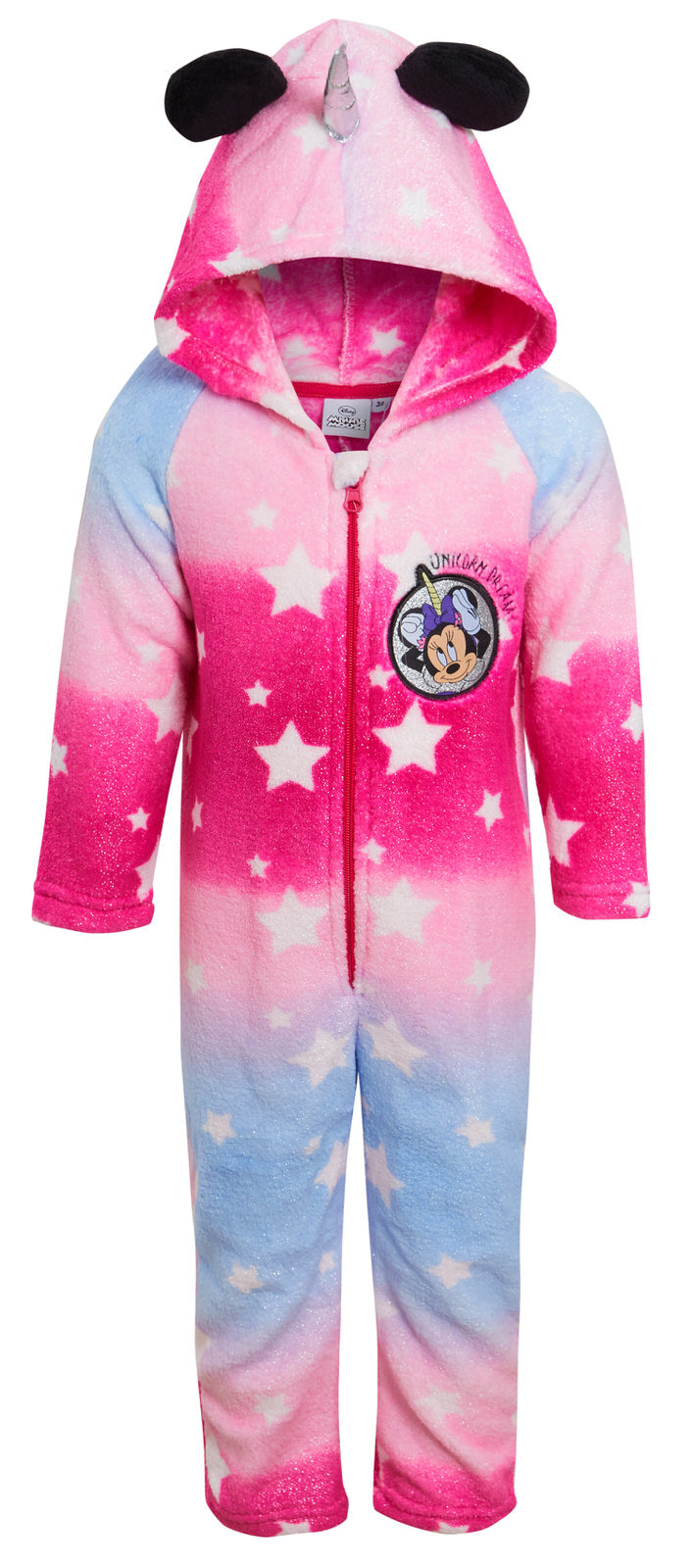 Disney Minnie Mouse Rainbow Unicorn All In One Girls Sleepsuit Dress Up Pyjamas