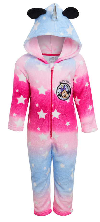 Disney Minnie Mouse Rainbow Unicorn All In One Girls Sleepsuit Dress Up Pyjamas