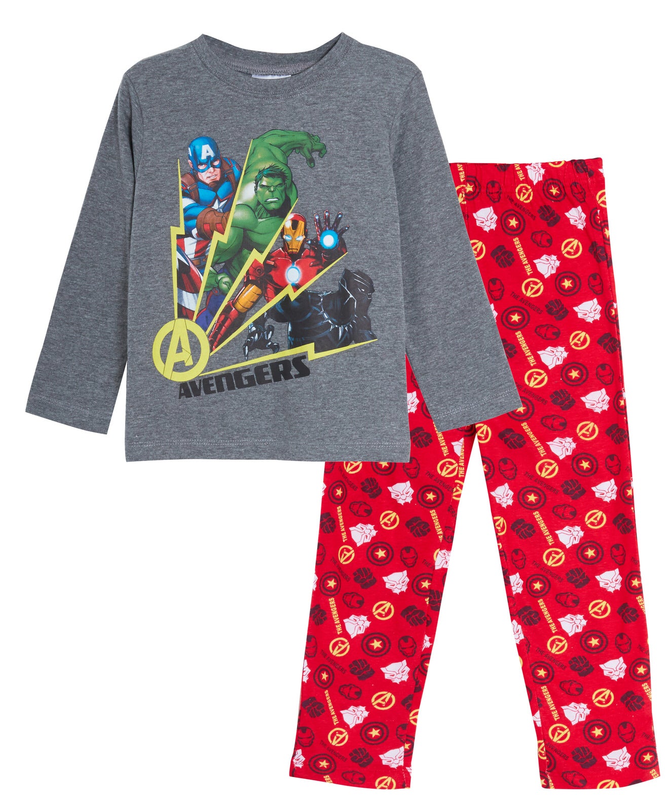 Boys Marvel Avengers Glow In The Dark Full Length Pyjamas Kids Super Hero Pjs