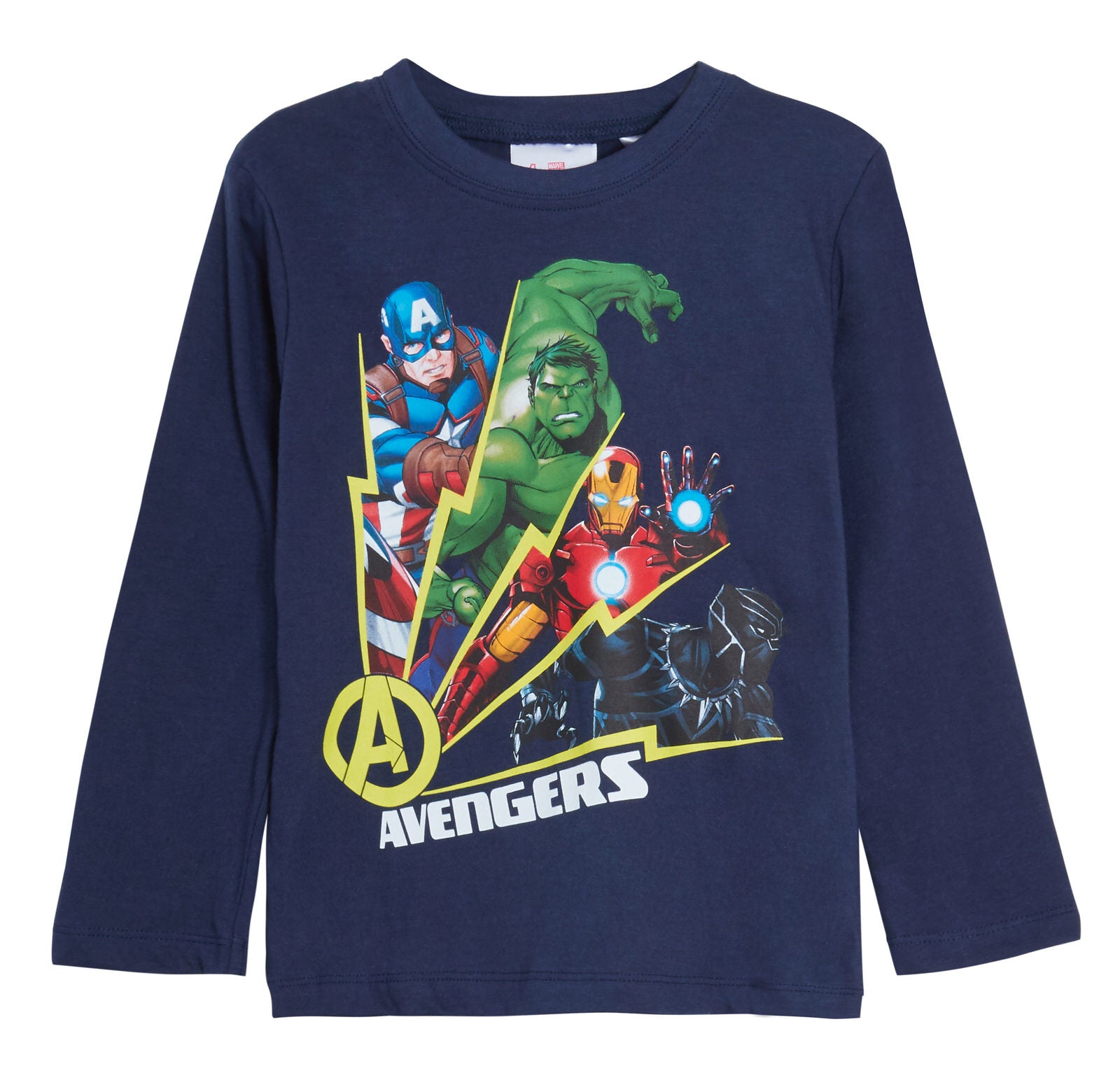 Boys Marvel Avengers Glow In The Dark Full Length Pyjamas Kids Super Hero Pjs