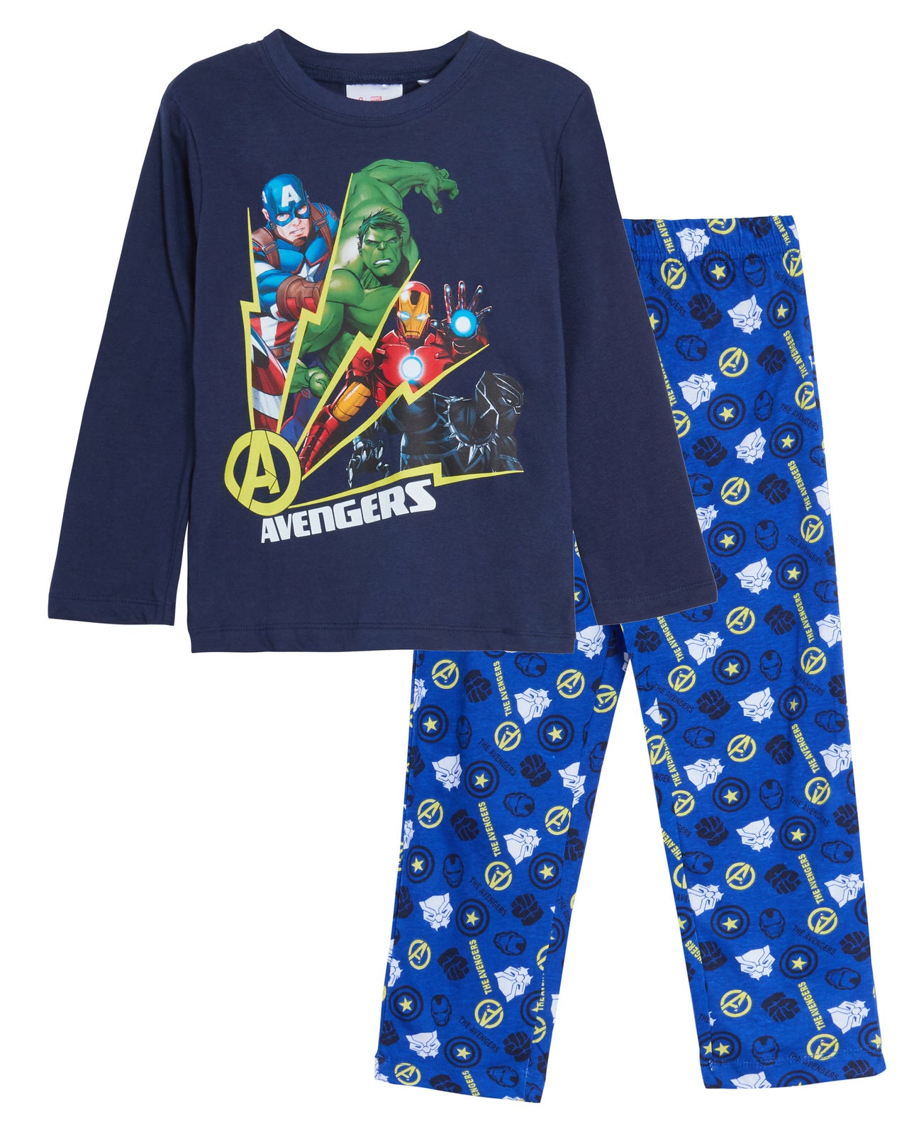 Boys Marvel Avengers Glow In The Dark Full Length Pyjamas Kids Super Hero Pjs