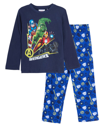 Boys Marvel Avengers Glow In The Dark Full Length Pyjamas Kids Super Hero Pjs