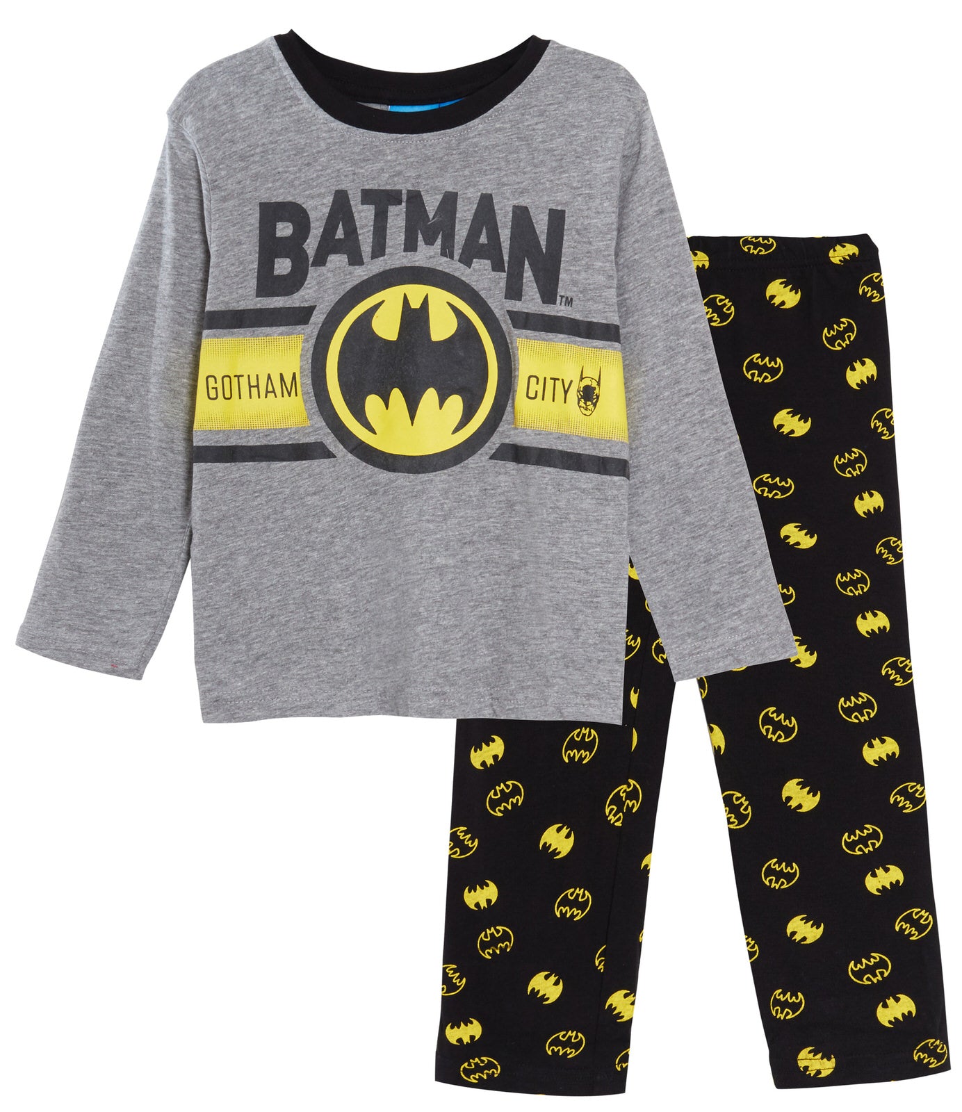 Boys Batman Pyjamas Kids DC Comics Full Length Lounge Pants + T-shirt Pjs Set