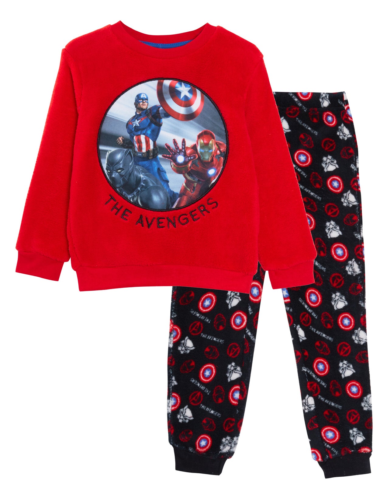 Boys Marvel Avengers Fleece Pyjamas Kids Twosie Pjs Sweater + Lounge Pants Set