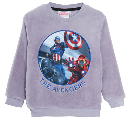 Boys Marvel Avengers Fleece Pyjamas Kids Twosie Pjs Sweater + Lounge Pants Set