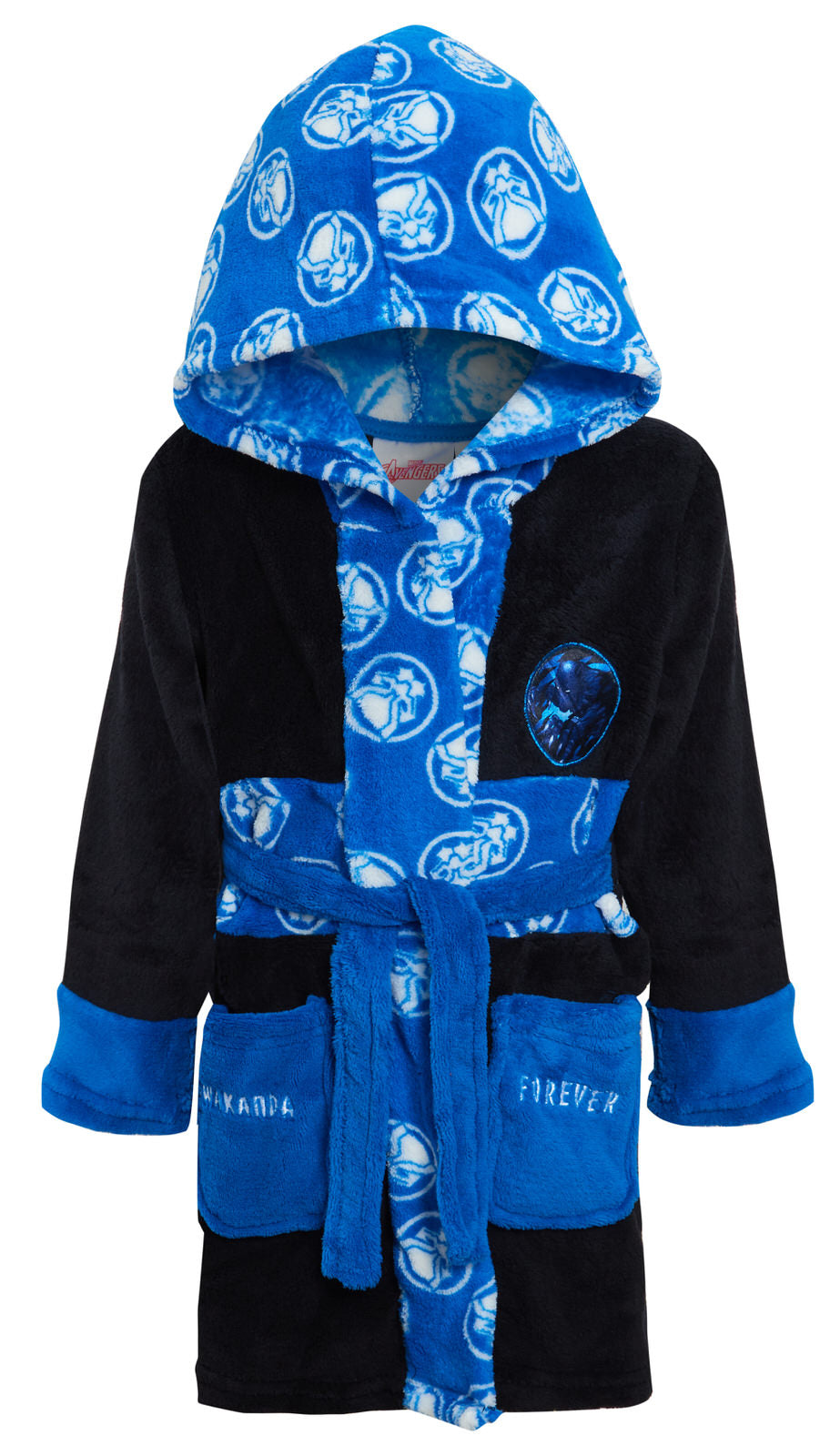 Marvel Black Panther Dressing Gown for Boys Hooded Bathrobe Avengers Fleece Robe