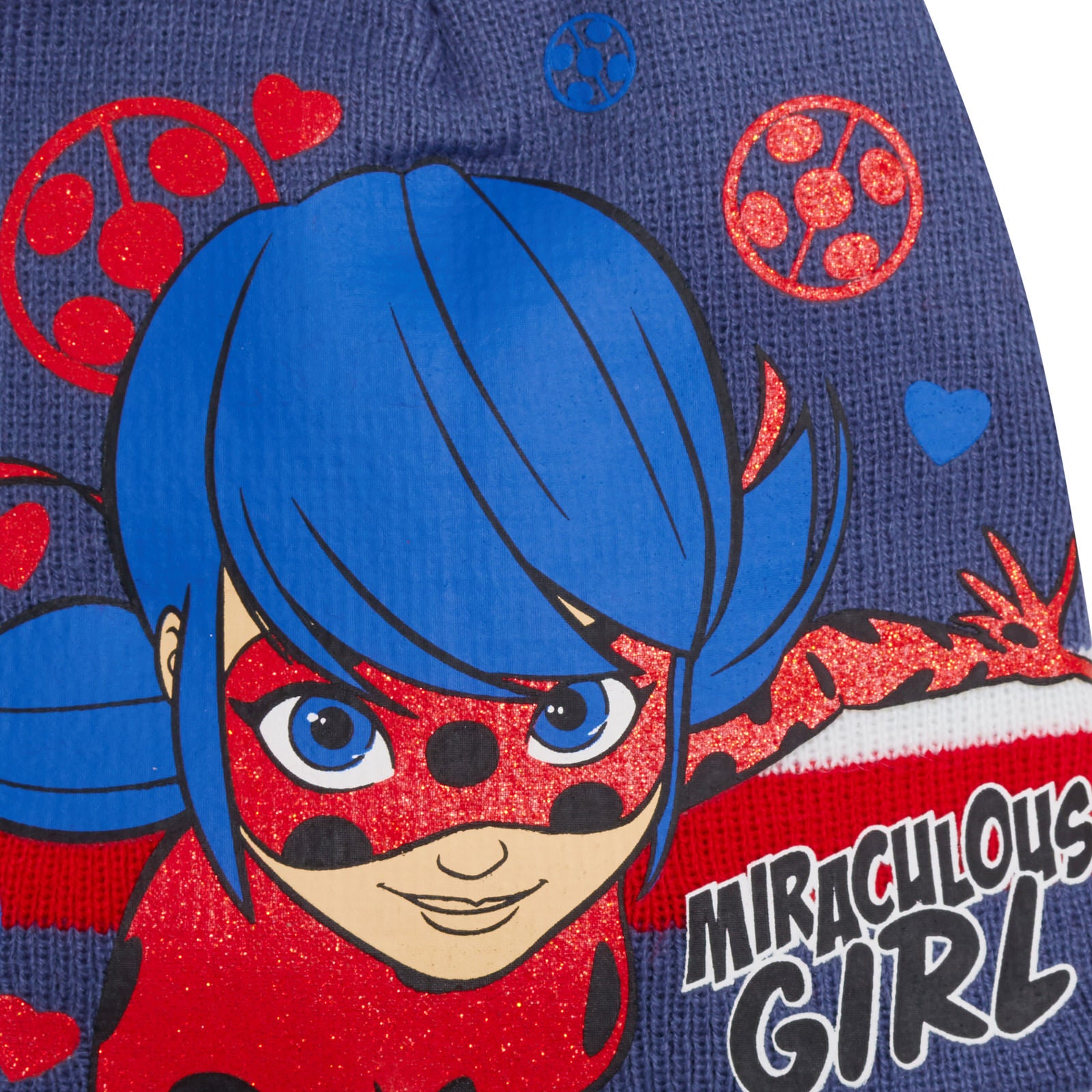 Girls Miraculous Ladybug 3 Piece Winter Set Kids Woolly Hat + Glove + Scarf Set