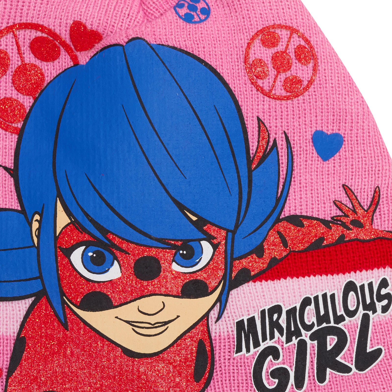 Girls Miraculous Ladybug 3 Piece Winter Set Kids Woolly Hat + Glove + Scarf Set
