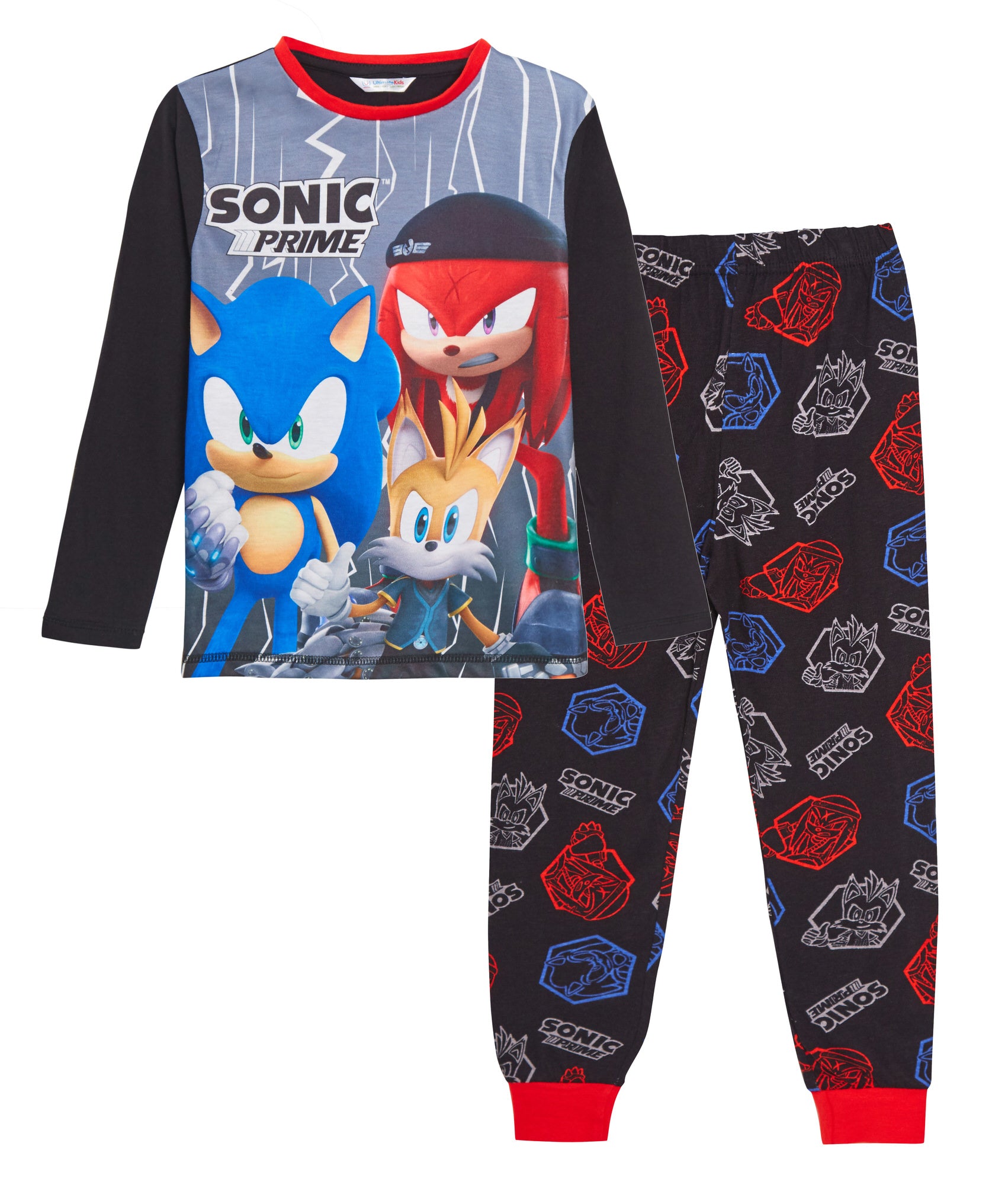 Boys Sonic The Hedgehog Pyjamas Tails Knuckles Full Length Pjs Gaming Loungewear