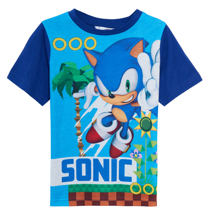 Boys 3 Pack Sonic The Hedgehog T-Shirts Kids Tails Knuckles Dress Up Gamer Tops