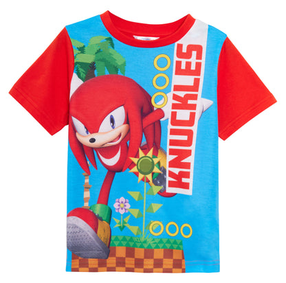 Boys 3 Pack Sonic The Hedgehog T-Shirts Kids Tails Knuckles Dress Up Gamer Tops