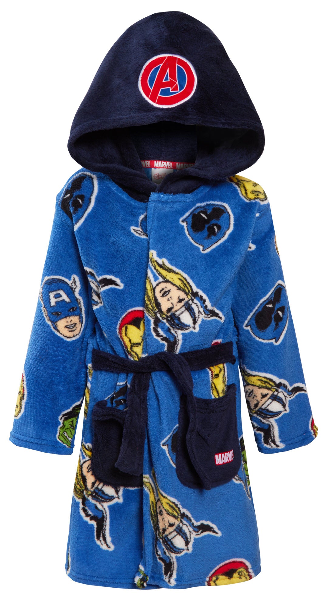 Avengers Dressing Gown For Boys Marvel Super Hero Kids Dress Up Hooded Bath Robe