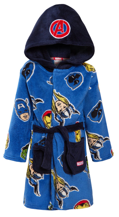 Avengers Dressing Gown For Boys Marvel Super Hero Kids Dress Up Hooded Bath Robe