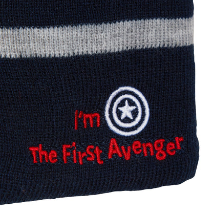 Boys Marvel Bobble Hat + Snood Winter Set Captain America or Black Panther Set