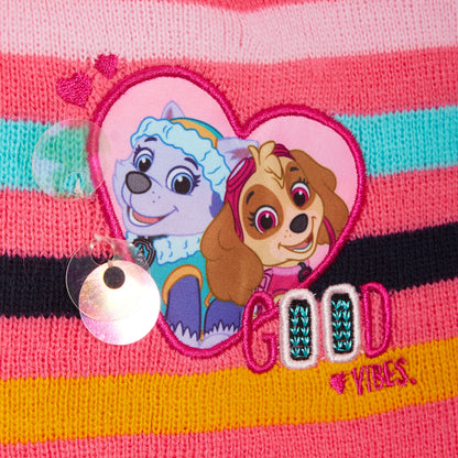 Girls Paw Patrol Bobble Hat + Gloves Winter Set Kids Skye Everest 2 Piece Set