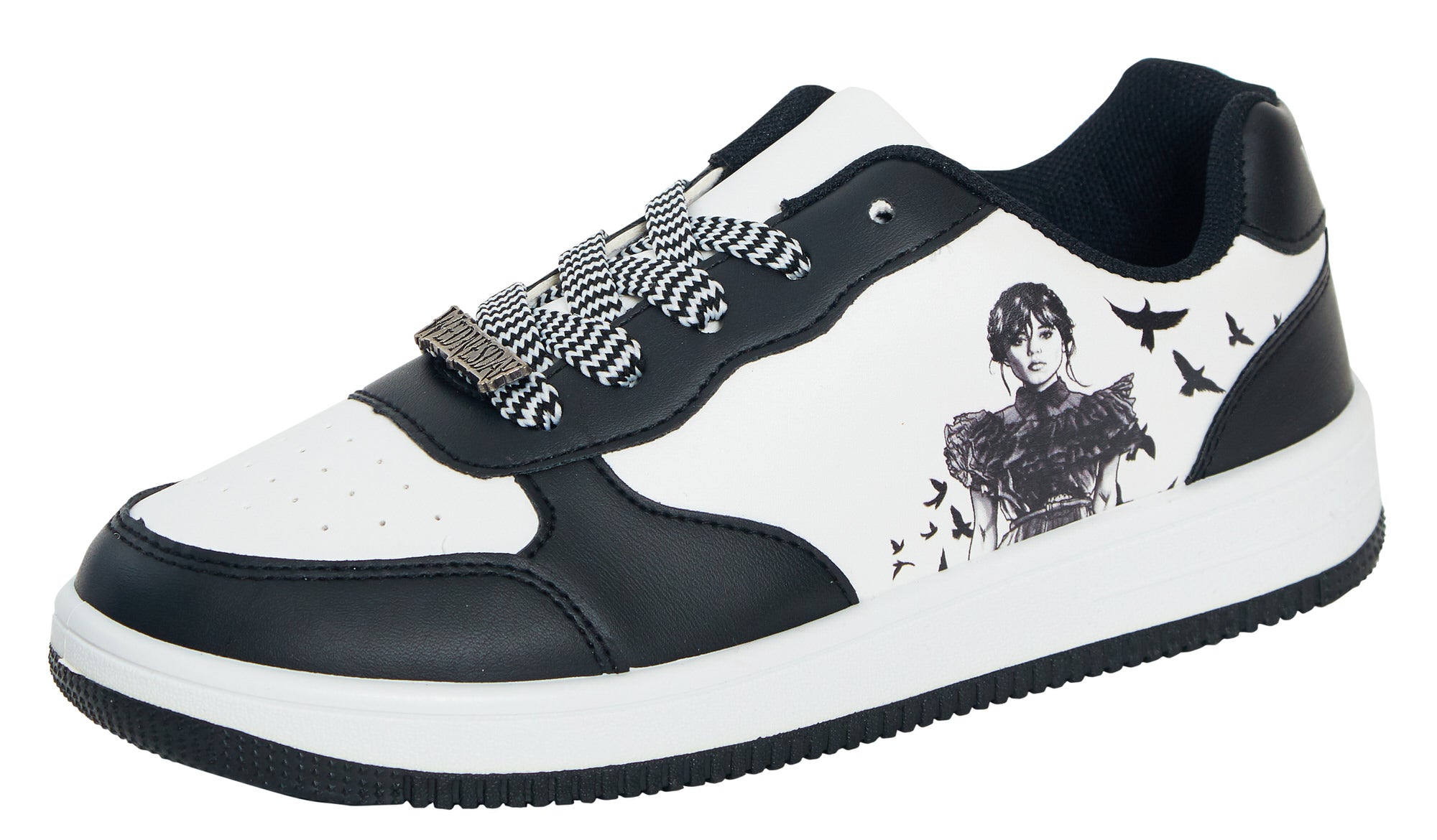 Womens Teen Girls Wednesday Trainers Adams Family Lace Up Sports Skate Shoes