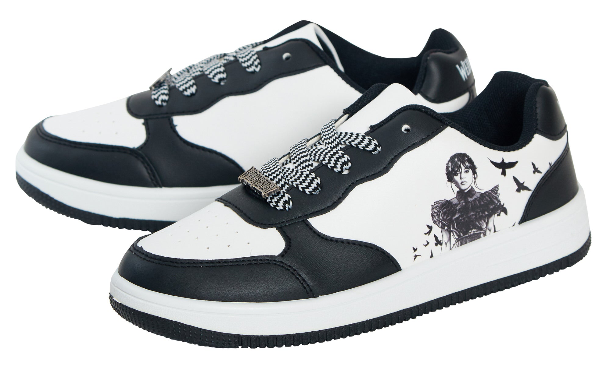 Womens Teen Girls Wednesday Trainers Adams Family Lace Up Sports Skate Shoes