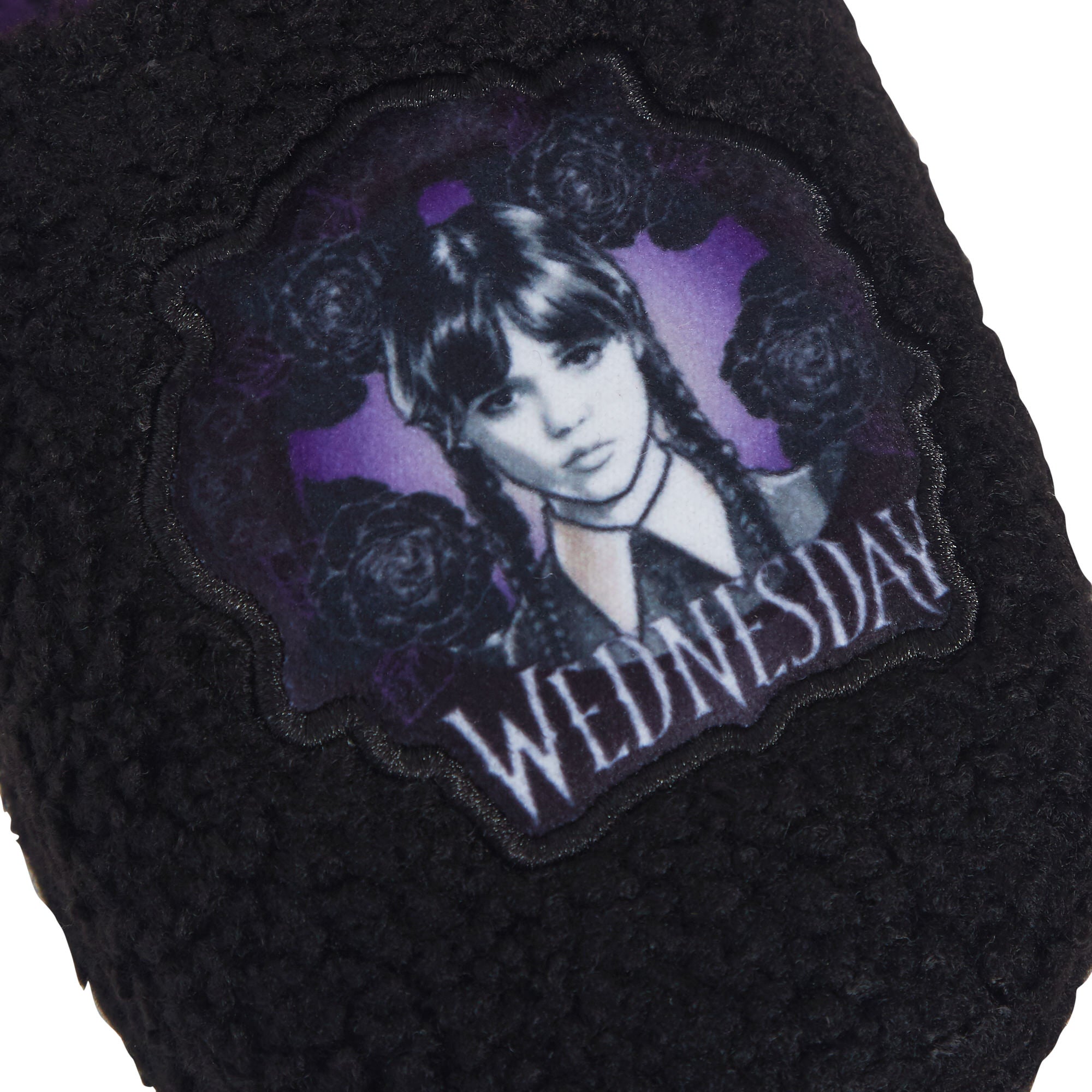 Girls Wednesday Slippers Borg Fleece Mule Slipper Adults Teens House Shoes Gift