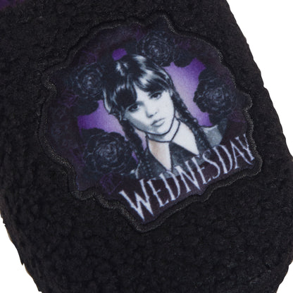 Girls Wednesday Slippers Borg Fleece Mule Slipper Adults Teens House Shoes Gift
