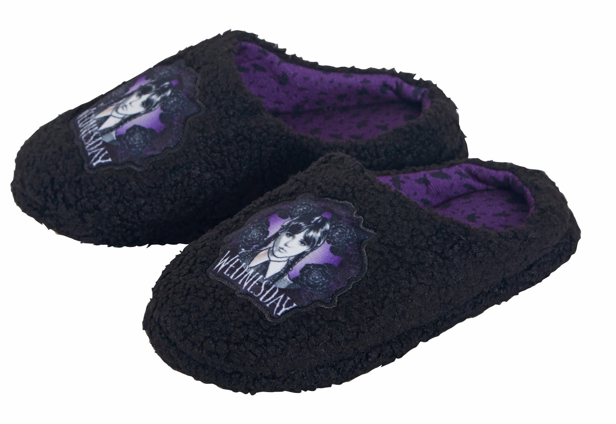 Girls Wednesday Slippers Borg Fleece Mule Slipper Adults Teens House Shoes Gift