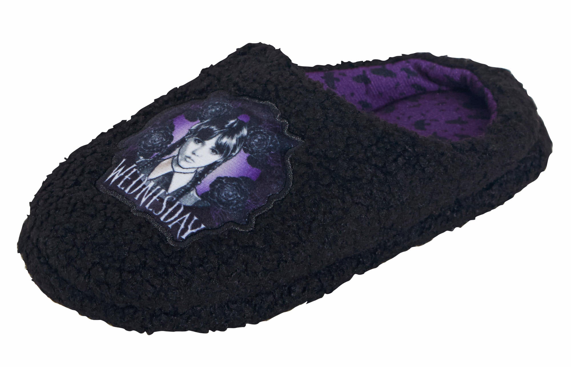 Girls Wednesday Slippers Borg Fleece Mule Slipper Adults Teens House Shoes Gift