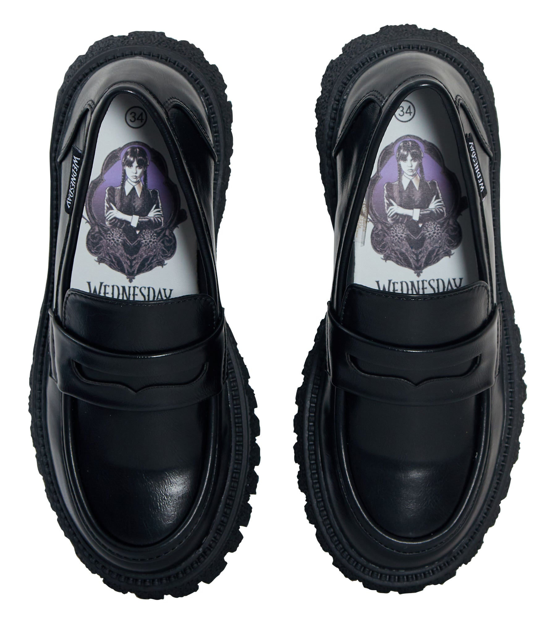 Girls Wednesday Adams School Shoes Kids Chunky Sole Black Shoes Womens Loafers