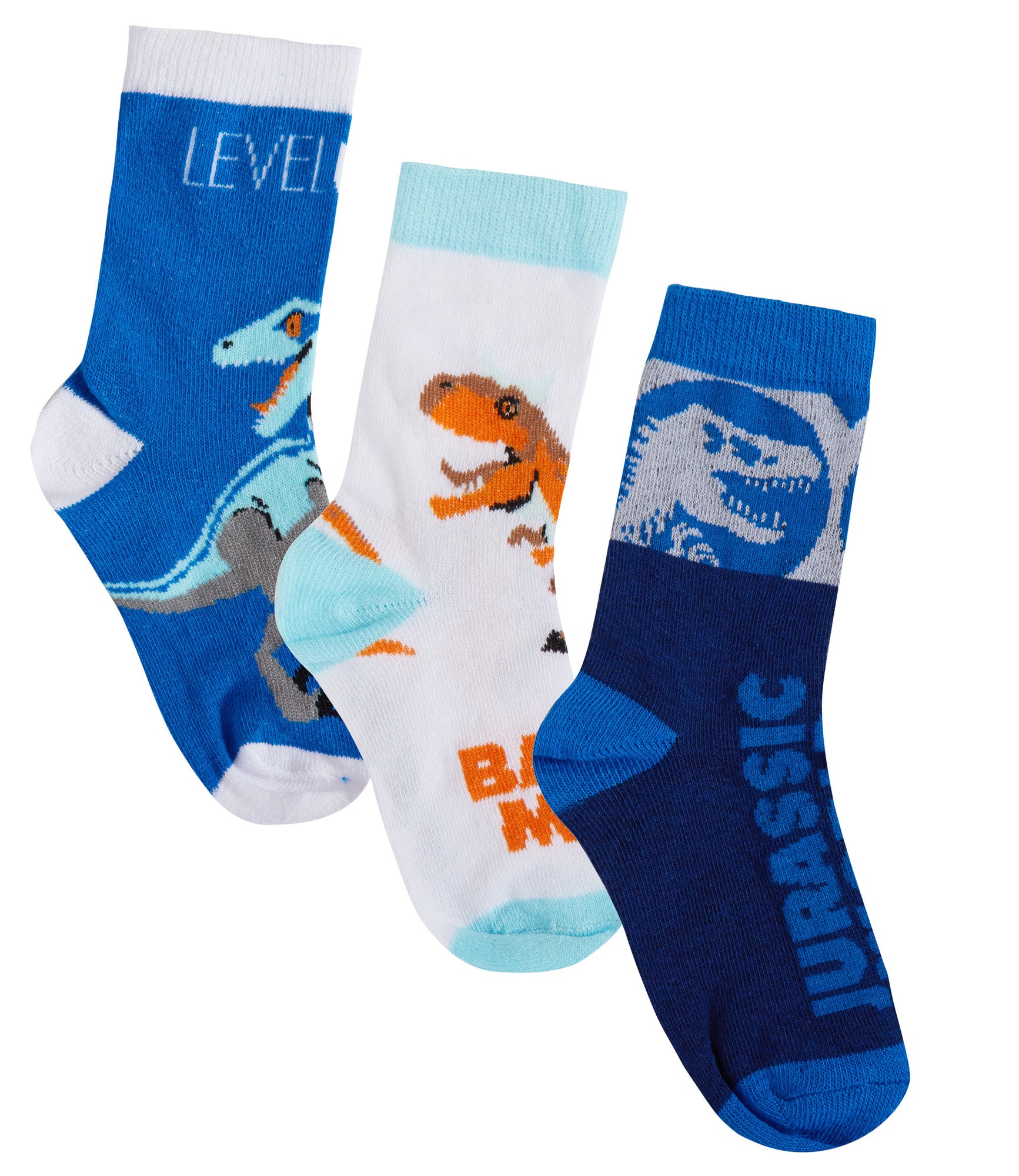 Boys Jurassic World 3 Pack Socks Kids Dinosaur Multipack Ankle Socks For Kids