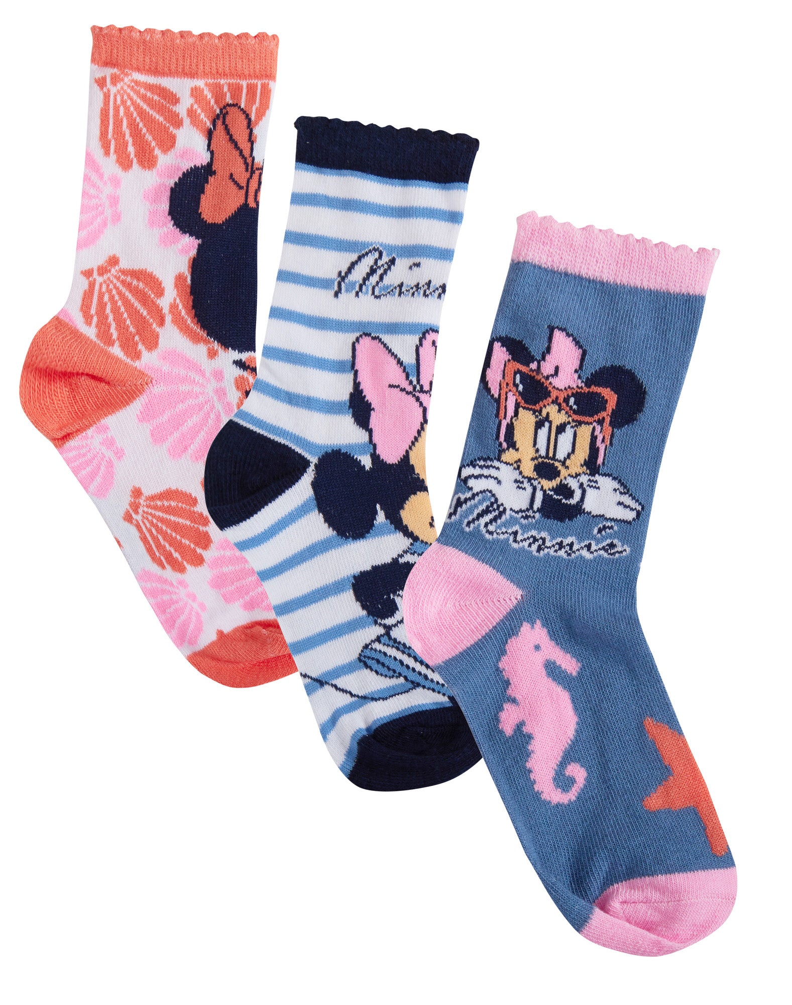 Minnie Mouse 3 Pack Socks Kids Disney Classics Multipack Ankle Socks Kids Gift