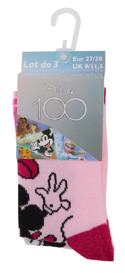 Minnie Mouse 3 Pack Socks Girls Disney Classics 100 Years Multipack Ankle Socks