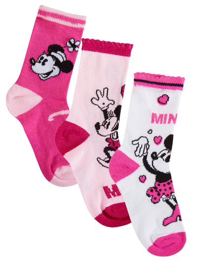 Minnie Mouse 3 Pack Socks Girls Disney Classics 100 Years Multipack Ankle Socks