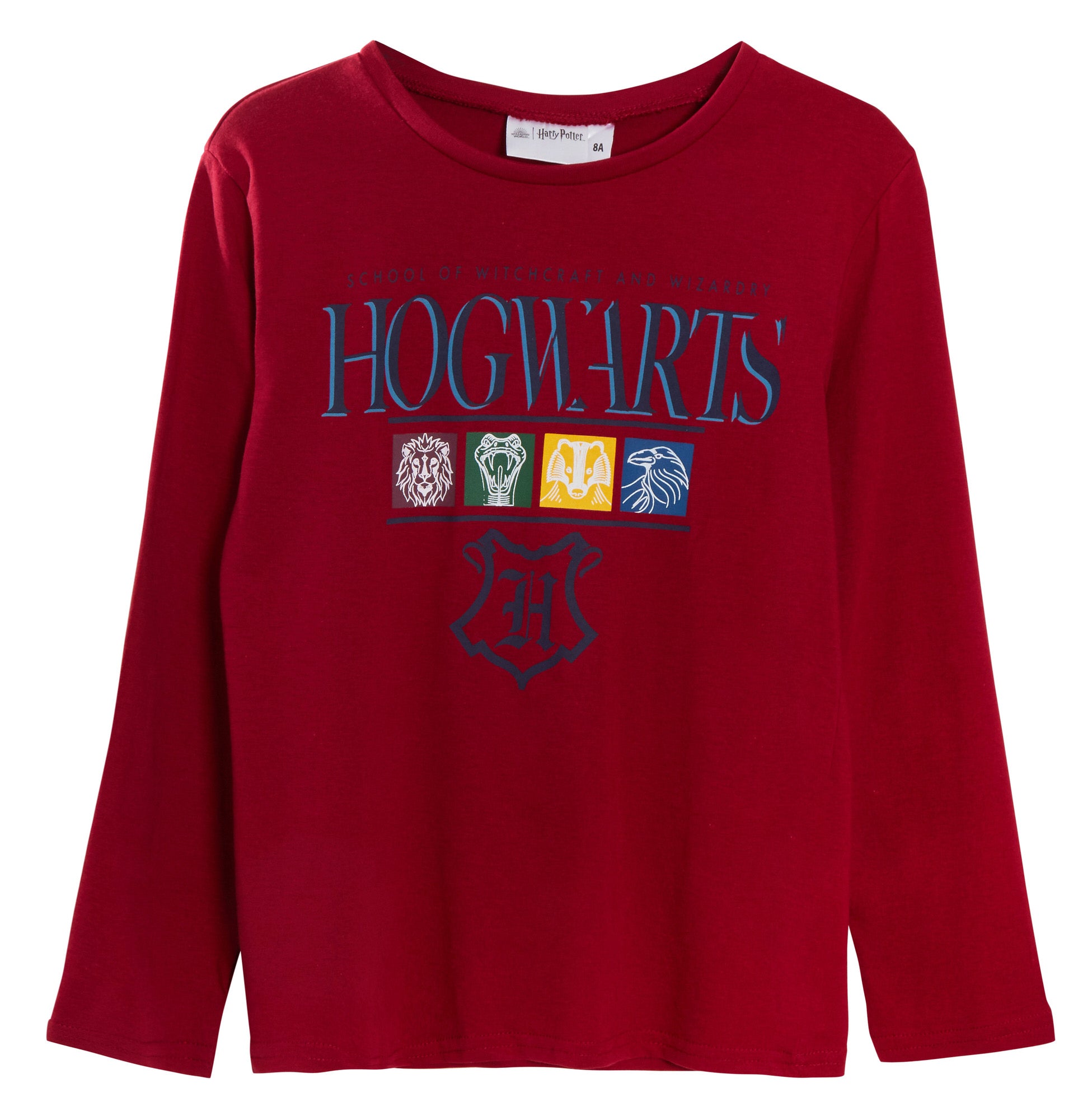 Harry Potter Long Sleeve T-Shirt Kids Hogwarts Crest Tee House Teams Raglan Top