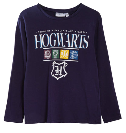 Harry Potter Long Sleeve T-Shirt Kids Hogwarts Crest Tee House Teams Raglan Top