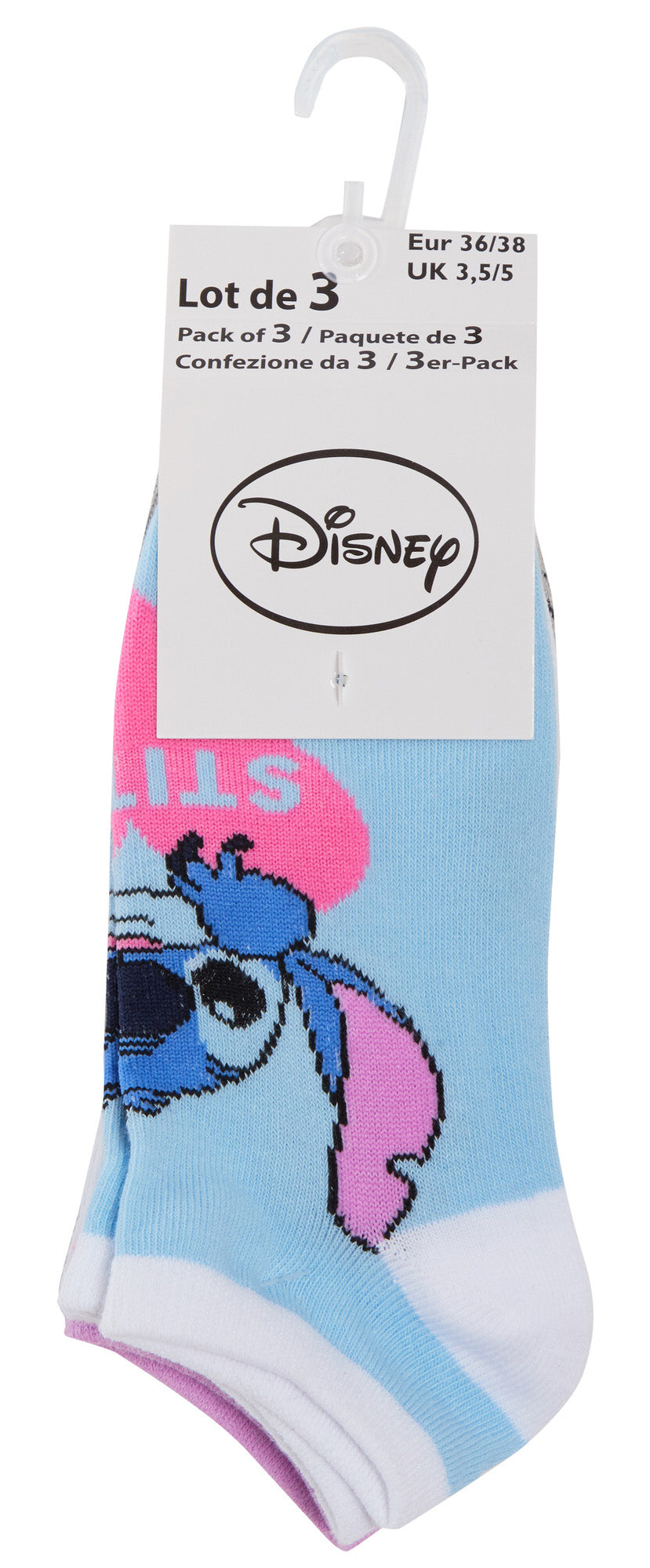 Lilo & Stitch 3 Pack Socks Womens Teens Disney Ankle Socks Trainer Liners Gift