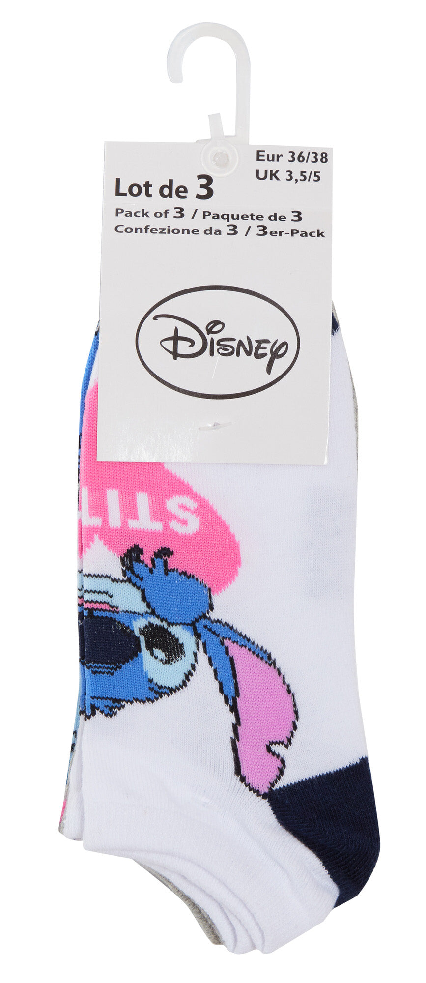Lilo & Stitch 3 Pack Socks Womens Teens Disney Ankle Socks Trainer Liners Gift