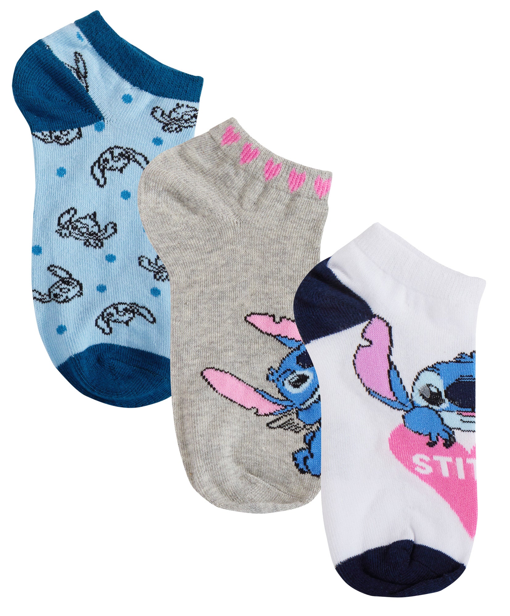 Lilo & Stitch 3 Pack Socks Womens Teens Disney Ankle Socks Trainer Liners Gift
